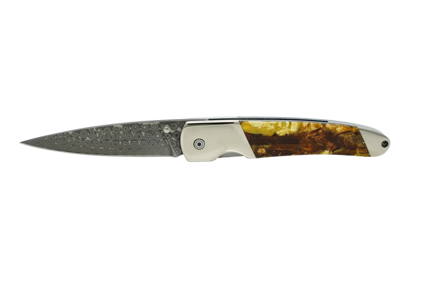 Woolly Mammoth Fusion Tusk - Damascus 4" Liner Lock (with clip available)