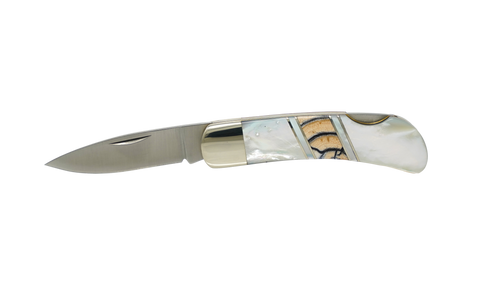 Mother of Pearl - Woolly Mammoth Tusk - 3" Lockback - Stainless Steel Blade